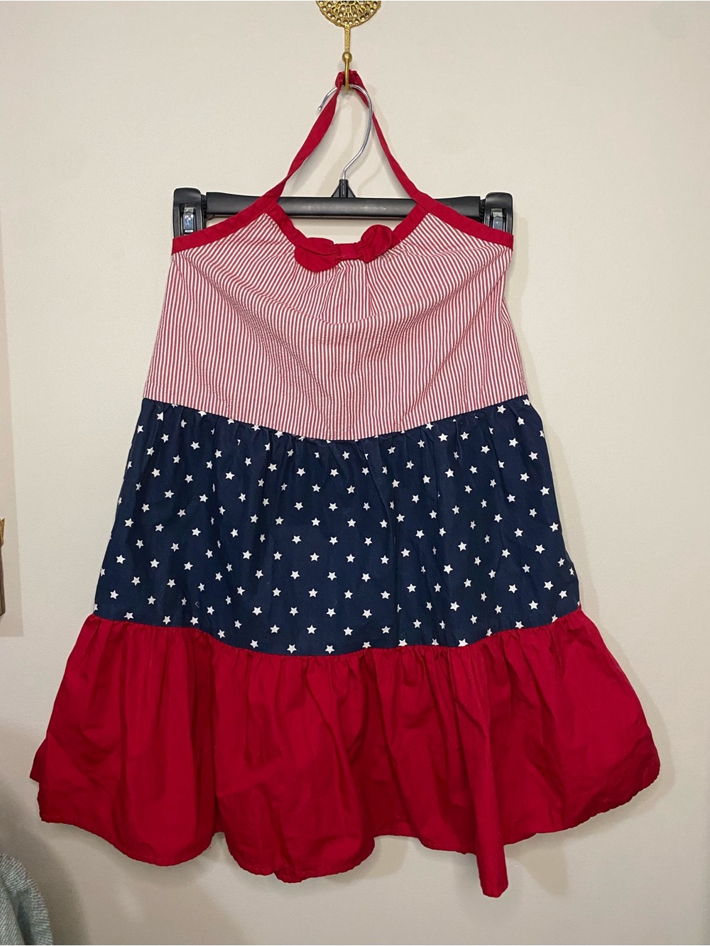 Girls patriotic color block red striped halter summer sundress Gymboree size 10